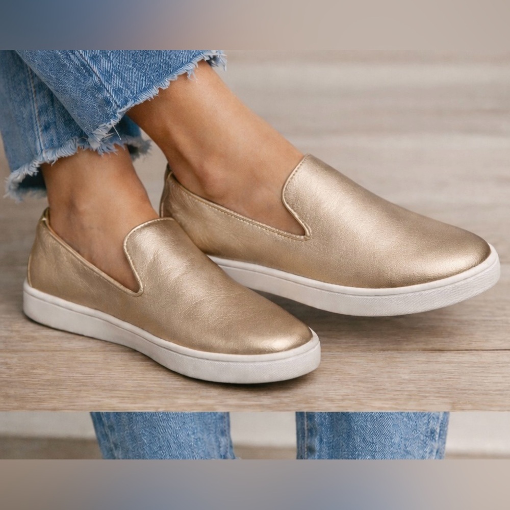 Birdies Metallic Gold Slip-On Sneakers